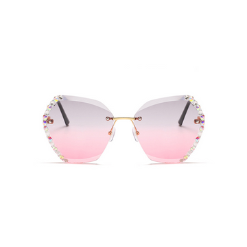 Oversized Rimless Rhinestone Sunglasses - SunsetFashionLA